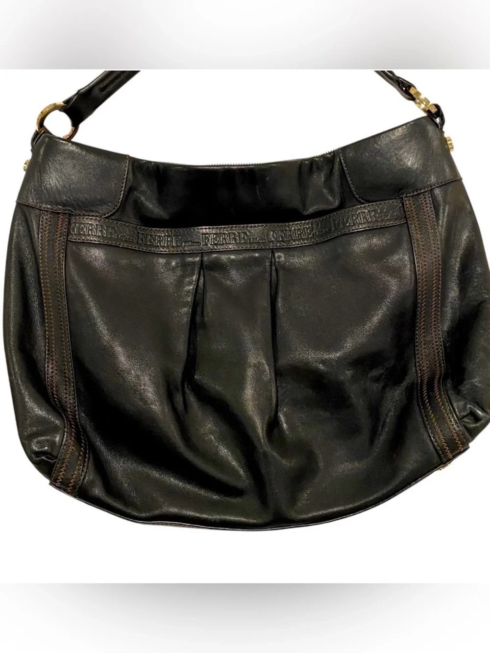 Ferre Milano 100% Genuine Black Cow Leather Hobo Bag - Like New Condition